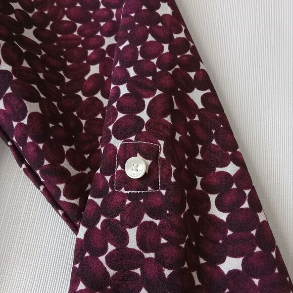 Talbots Burgundy Red Coffee Bean All Over Print Button Down Shirt Women's Medium - Picture 13 of 13